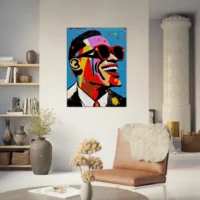 portrait de ray charles style basquiat