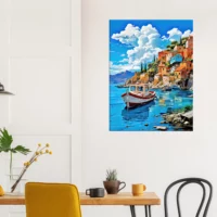 bateau sur le bord d'assos en grèce