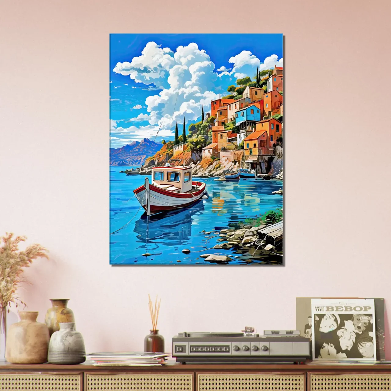 Bateau sur le bord d’Assos en Grèce bateau sur le bord d'assos en grèce