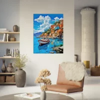 bateau sur le bord d'assos en grèce