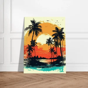 Cadre Coucher de soleil sur Miami, plage et palmiers coucher de soleil sur miami, plage et palmiers