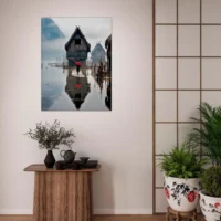 inondation en asie et parapluie rouge