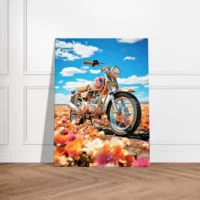 Cadre moto colorée sur tapis de fleurs moto colorée sur tapis de fleurs