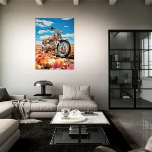 Cadre moto colorée sur tapis de fleurs moto colorée sur tapis de fleurs