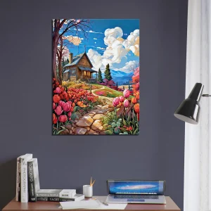 Petite maison de campagne et champs de tulipes petite maison de campagne et champs de tulipe