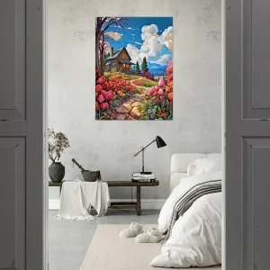 Petite maison de campagne et champs de tulipes petite maison de campagne et champs de tulipe