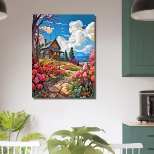 Petite maison de campagne et champs de tulipes petite maison de campagne et champs de tulipe