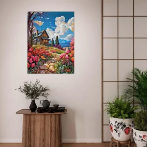 Petite maison de campagne et champs de tulipes petite maison de campagne et champs de tulipe