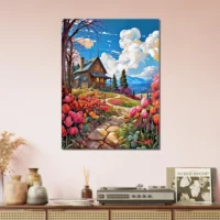 Petite maison de campagne et champs de tulipes petite maison de campagne et champs de tulipe