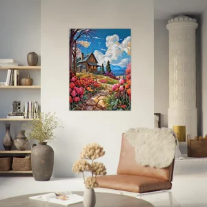 Petite maison de campagne et champs de tulipes petite maison de campagne et champs de tulipe