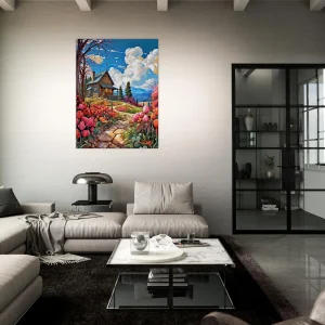 Petite maison de campagne et champs de tulipes petite maison de campagne et champs de tulipe