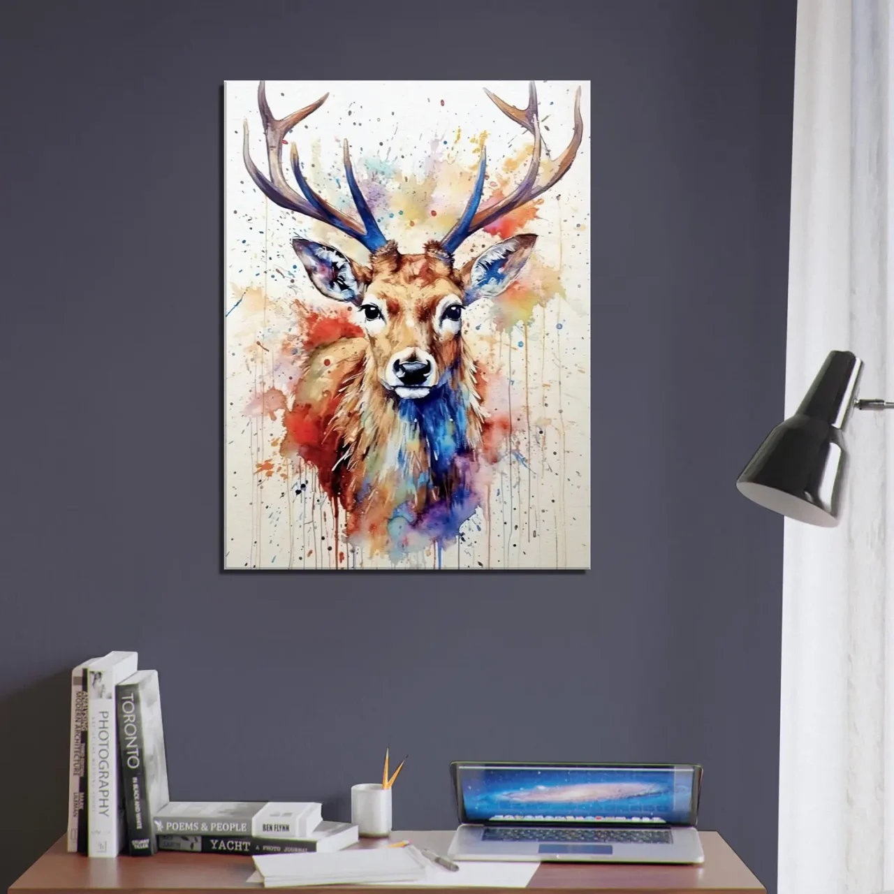 portrait de chevreuil peinture aquarelle