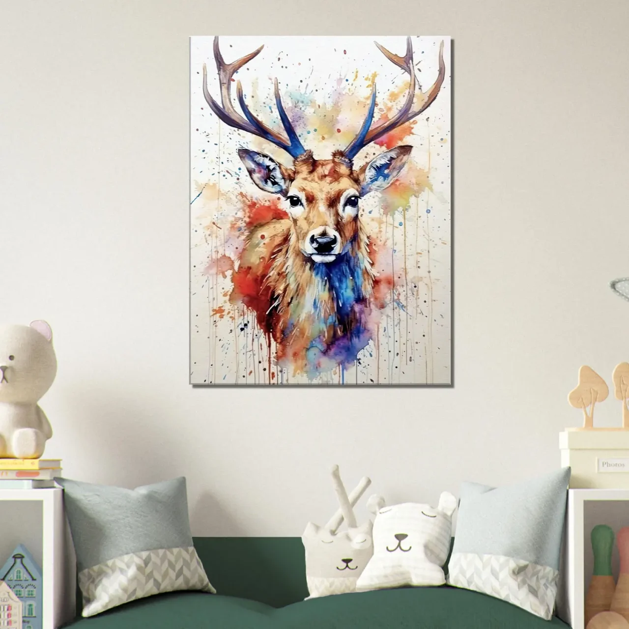 portrait de chevreuil peinture aquarelle