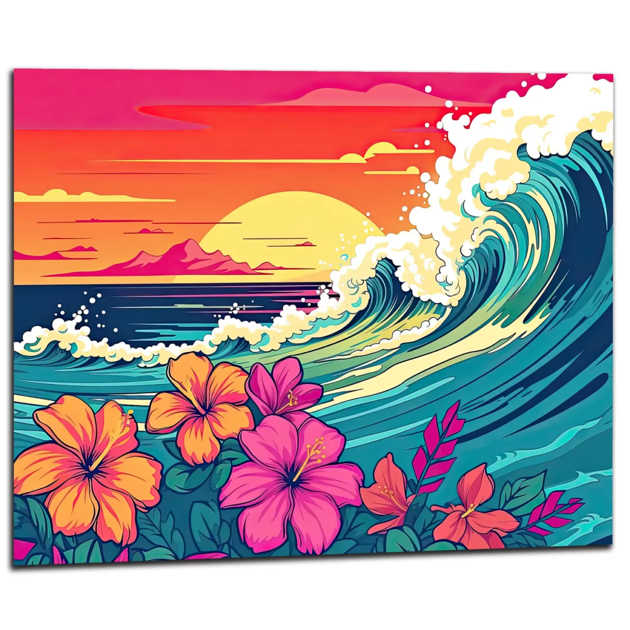 vagues et fleurs d'hawai