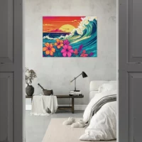 vagues et fleurs d'hawai