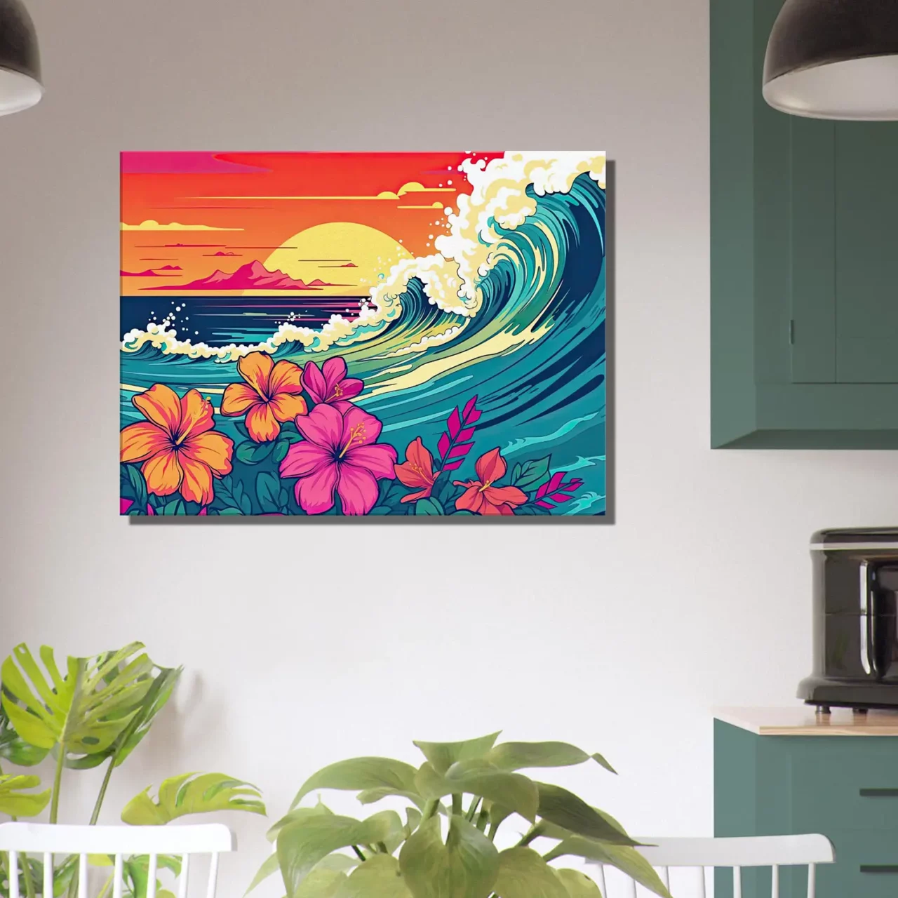 vagues et fleurs d'hawai