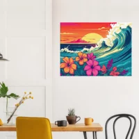 vagues et fleurs d'hawai