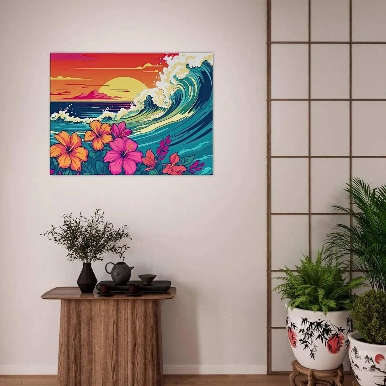 vagues et fleurs d'hawai