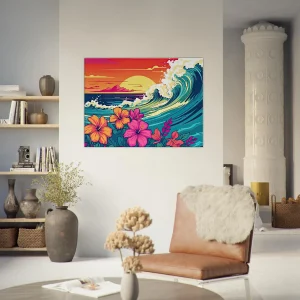 vagues et fleurs d'hawai