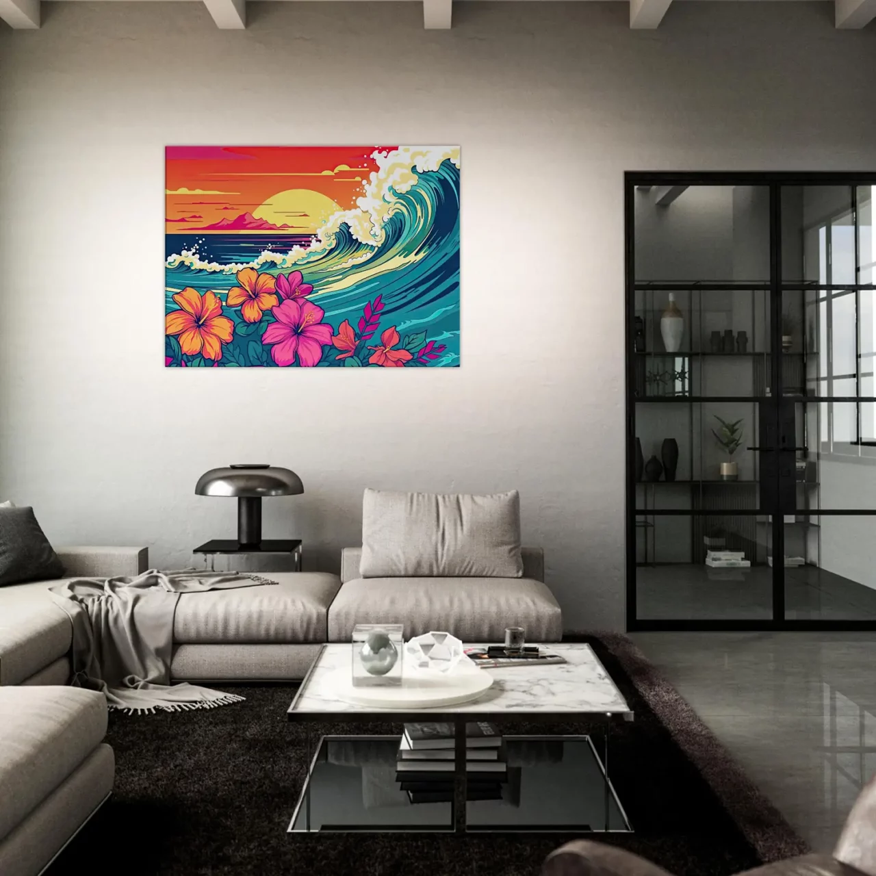 vagues et fleurs d'hawai