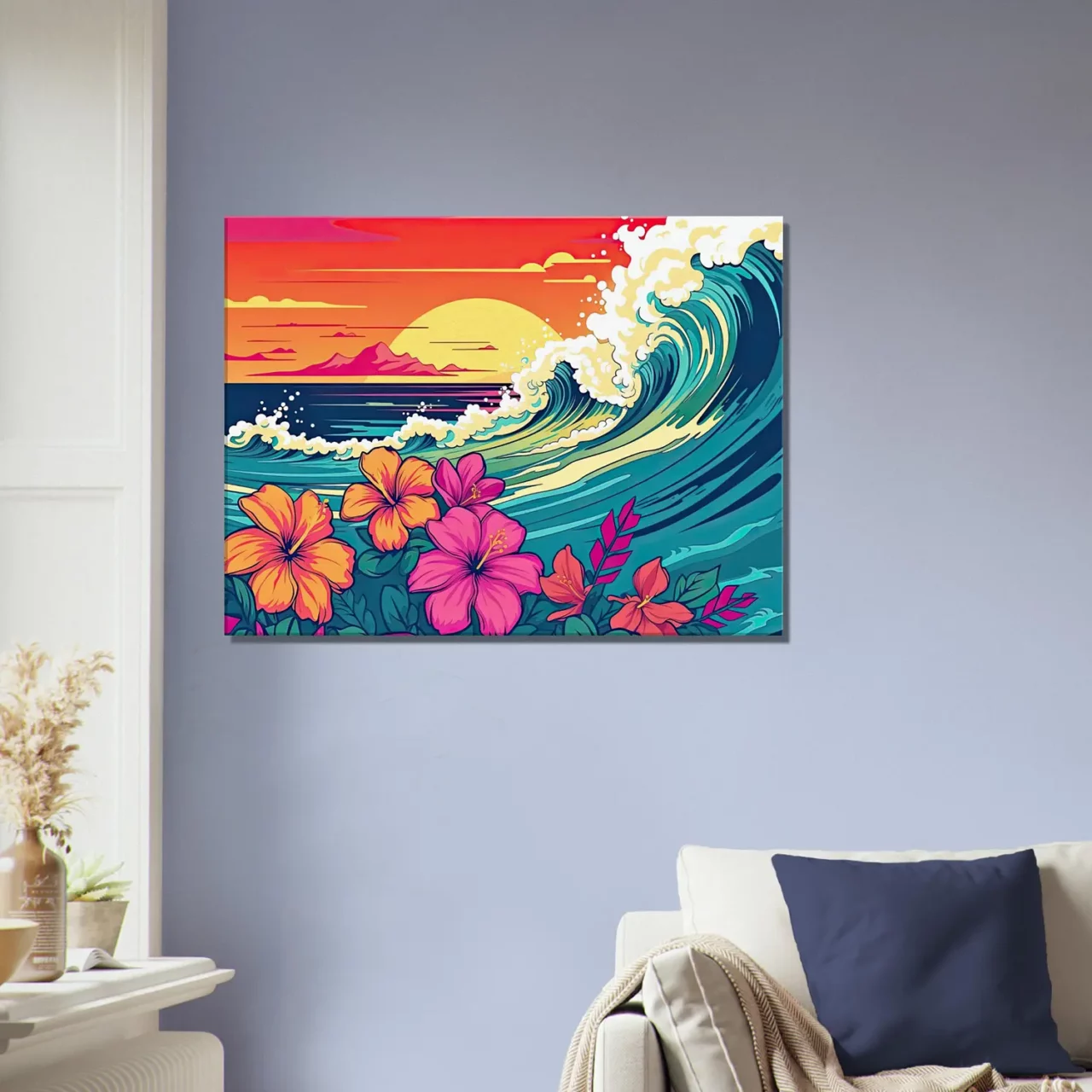vagues et fleurs d'hawai