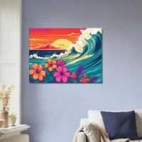 vagues et fleurs d'hawai
