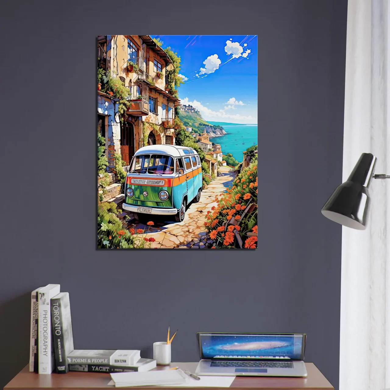 van dans un village du littoral italien