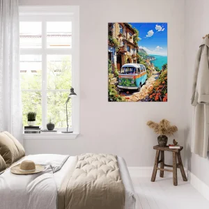 van dans un village du littoral italien