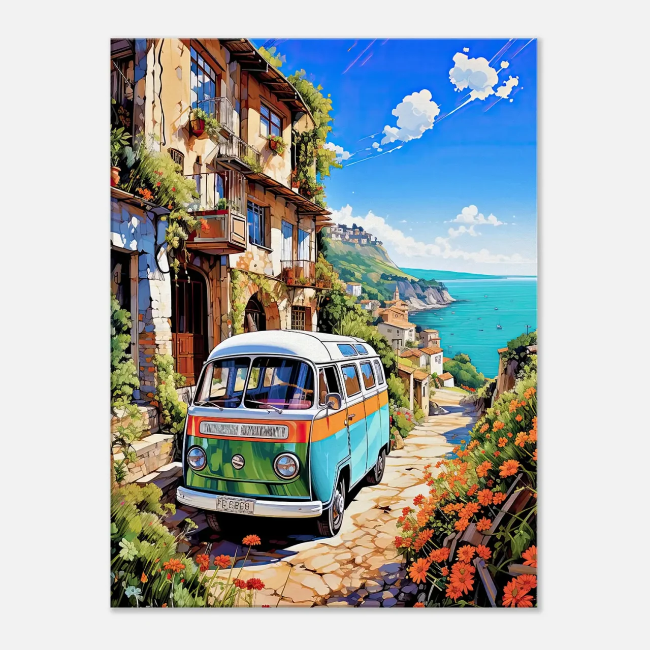 van dans un village du littoral italien