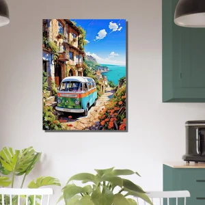 van dans un village du littoral italien