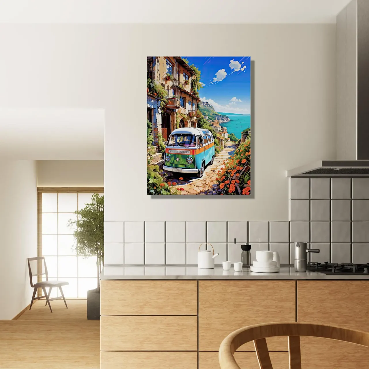 van dans un village du littoral italien