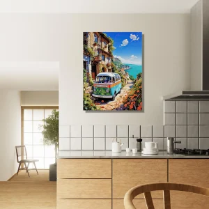 van dans un village du littoral italien