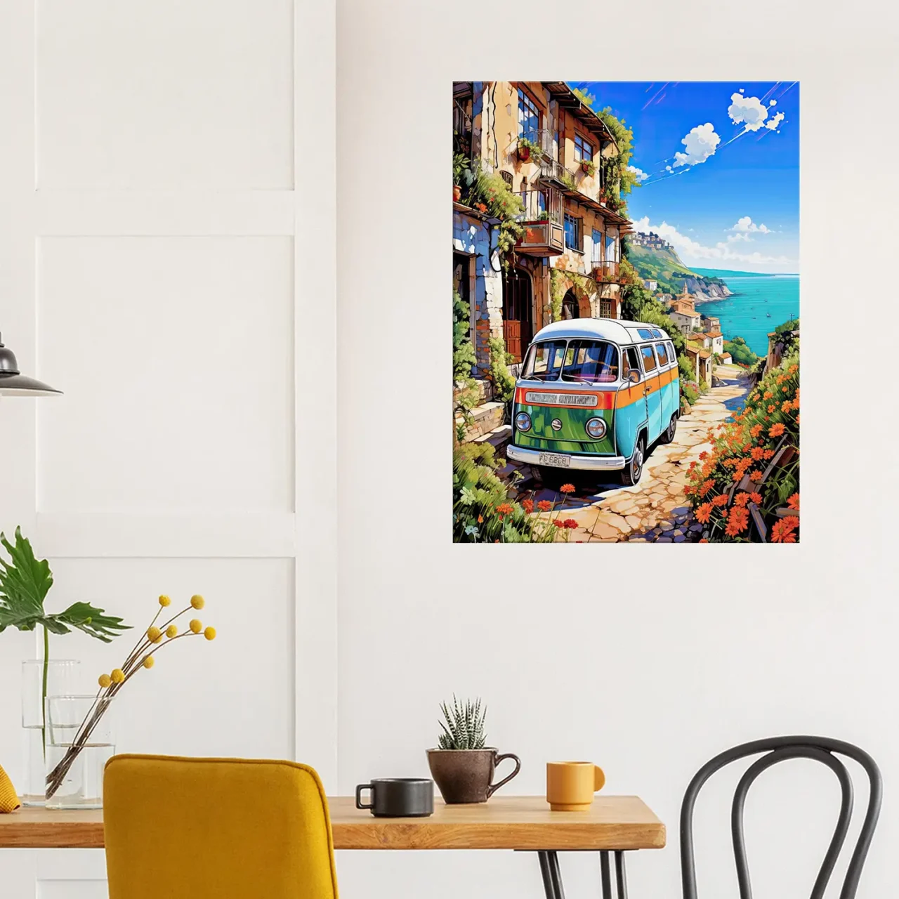 van dans un village du littoral italien