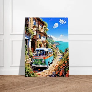 van dans un village du littoral italien