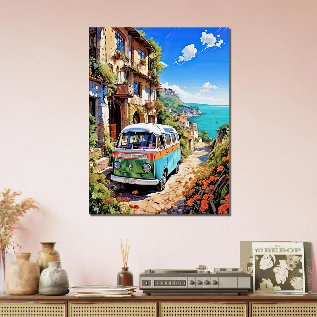 van dans un village du littoral italien