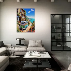 van dans un village du littoral italien