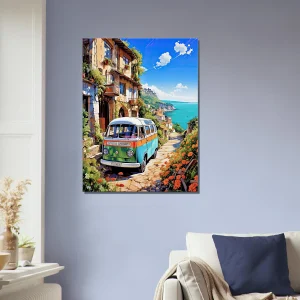 van dans un village du littoral italien