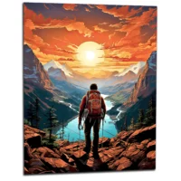 Vue sur les montagnes et la rivière du randonneur vue sur les montagnes et la rivière du randonneur