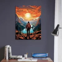 Vue sur les montagnes et la rivière du randonneur vue sur les montagnes et la rivière du randonneur