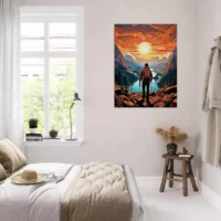 Vue sur les montagnes et la rivière du randonneur vue sur les montagnes et la rivière du randonneur