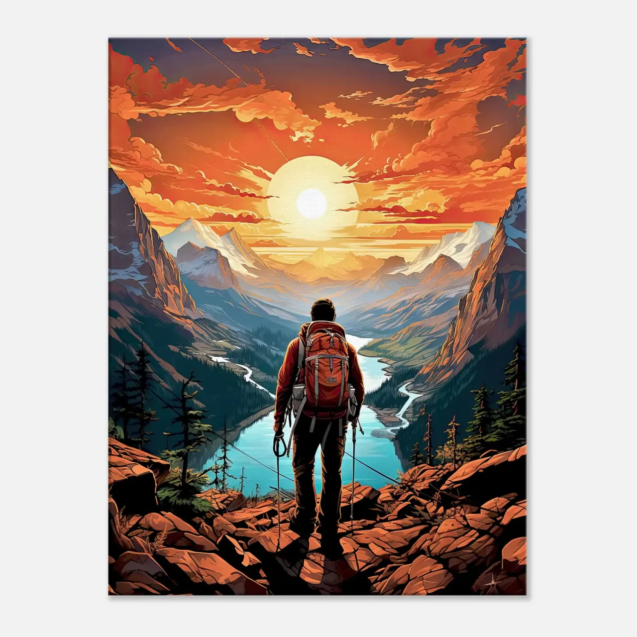 Vue sur les montagnes et la rivière du randonneur vue sur les montagnes et la rivière du randonneur