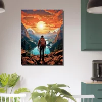 Vue sur les montagnes et la rivière du randonneur vue sur les montagnes et la rivière du randonneur