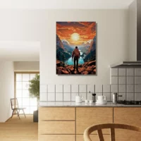 Vue sur les montagnes et la rivière du randonneur vue sur les montagnes et la rivière du randonneur