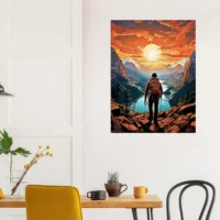 Vue sur les montagnes et la rivière du randonneur vue sur les montagnes et la rivière du randonneur