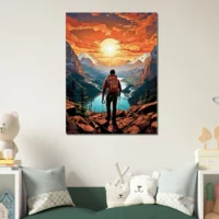 Vue sur les montagnes et la rivière du randonneur vue sur les montagnes et la rivière du randonneur