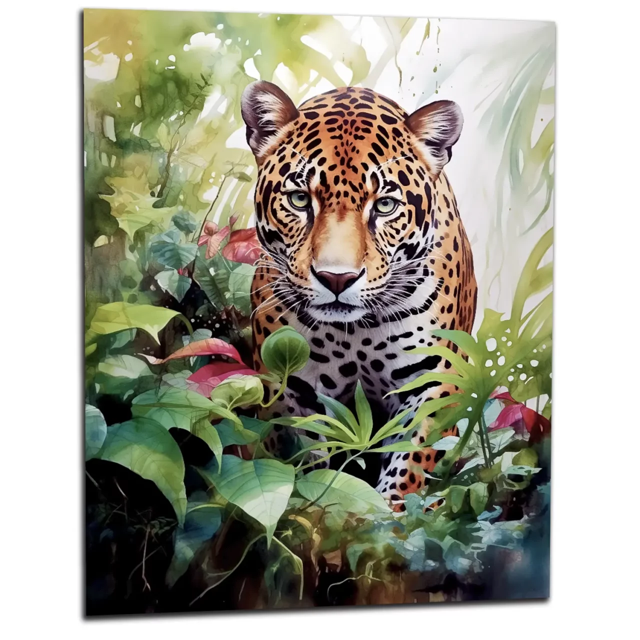 aquarelle jaguar dans la jungle luxuriante