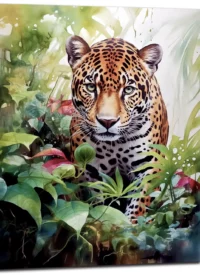 aquarelle jaguar dans la jungle luxuriante