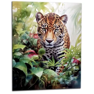 Tableau Aquarelle Jaguar dans la jungle luxuriante Tableau Aquarelle Jaguar dans la jungle luxuriante