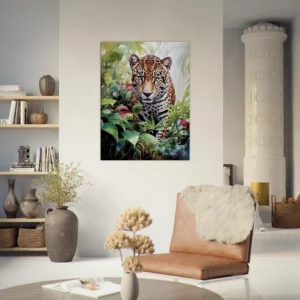 Tableau Aquarelle Jaguar dans la jungle luxuriante