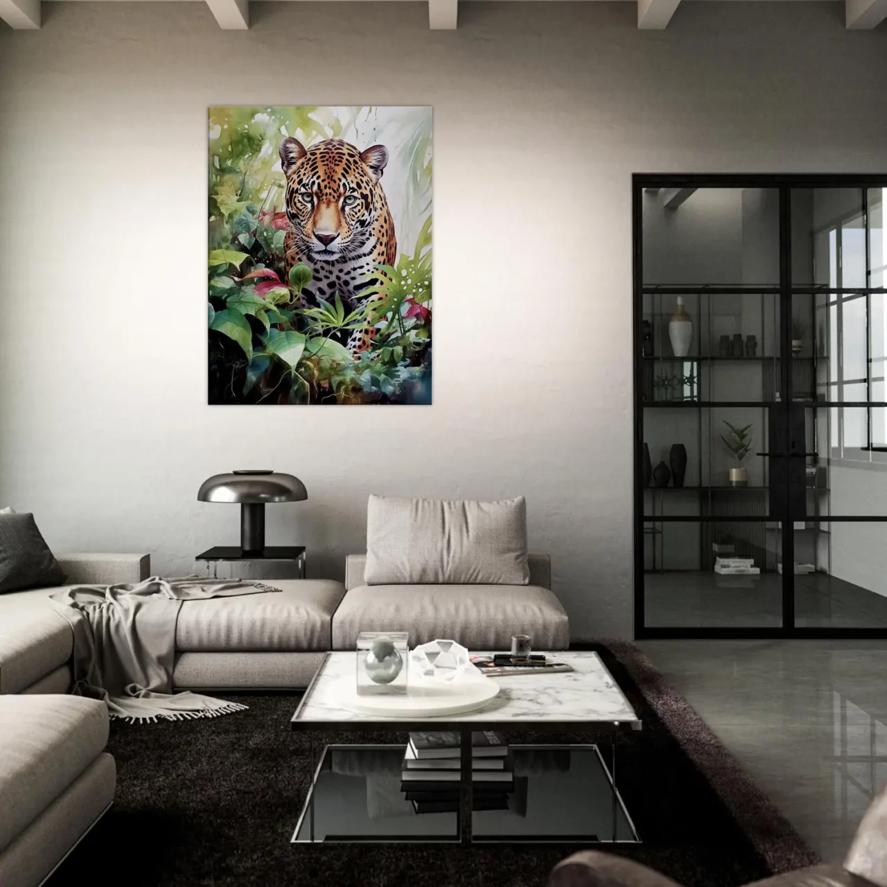 aquarelle jaguar dans la jungle luxuriante